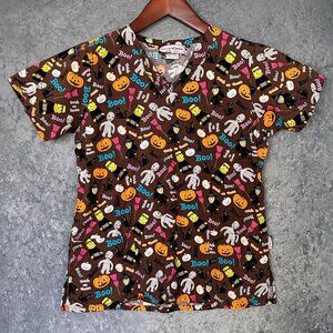 Scrub Works Halloween Scrubs Top, S